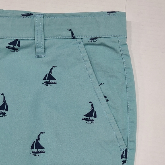 Hudson & Barrow Stretch Cotton Sailboat Print Chino Shorts Sz 34 - Picture 3 of 10
